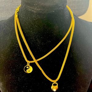 2 vintage gold necklaces on sale